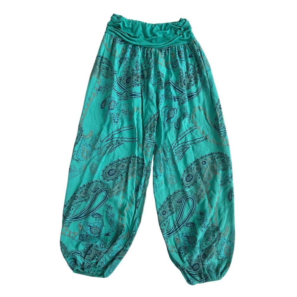 Italy Paisley Harem Pants Smocked Waist Boho wideleg hippie festival one size - Picture 2 of 8